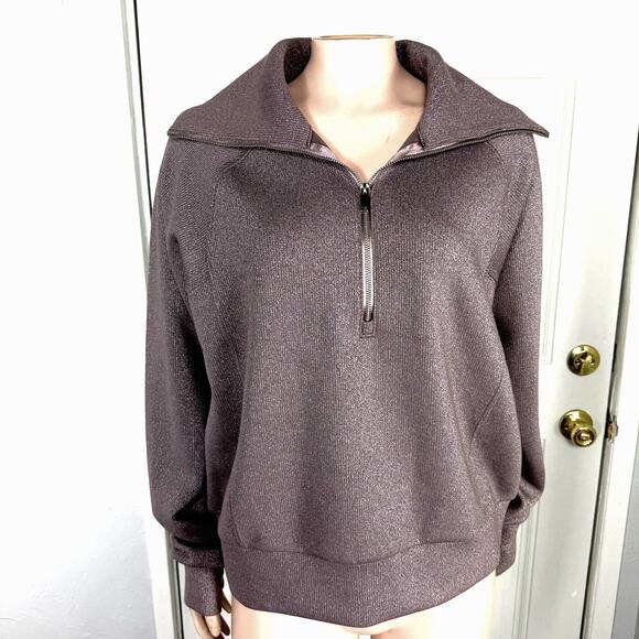 Spanx Air Essentials Women's Shimmer top Medium 1/4 zip Metallic Sparkle U3-5 - Picture 1 of 7